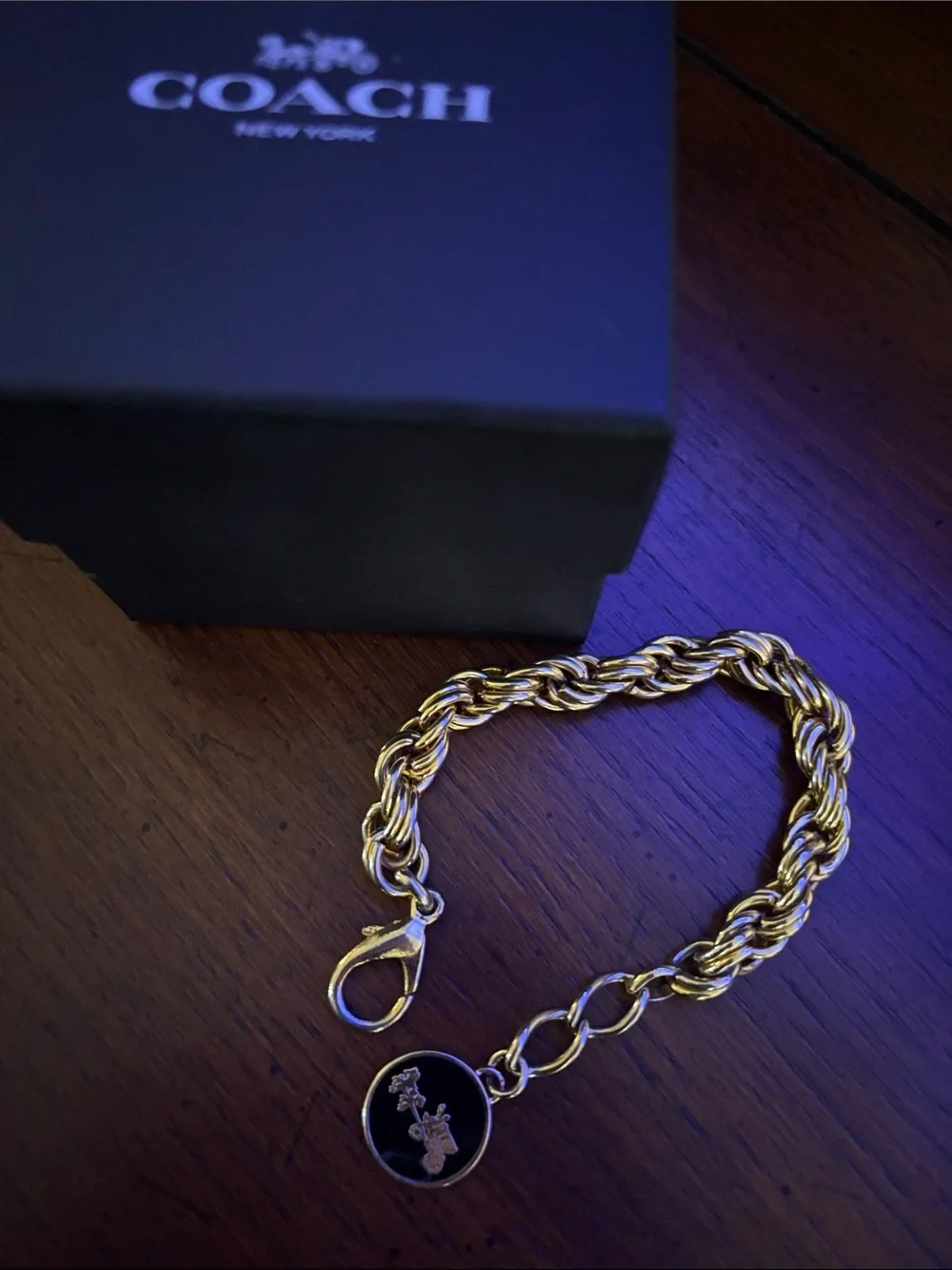 “Rare” Coach Gold-Tone Link Charm Bracelet